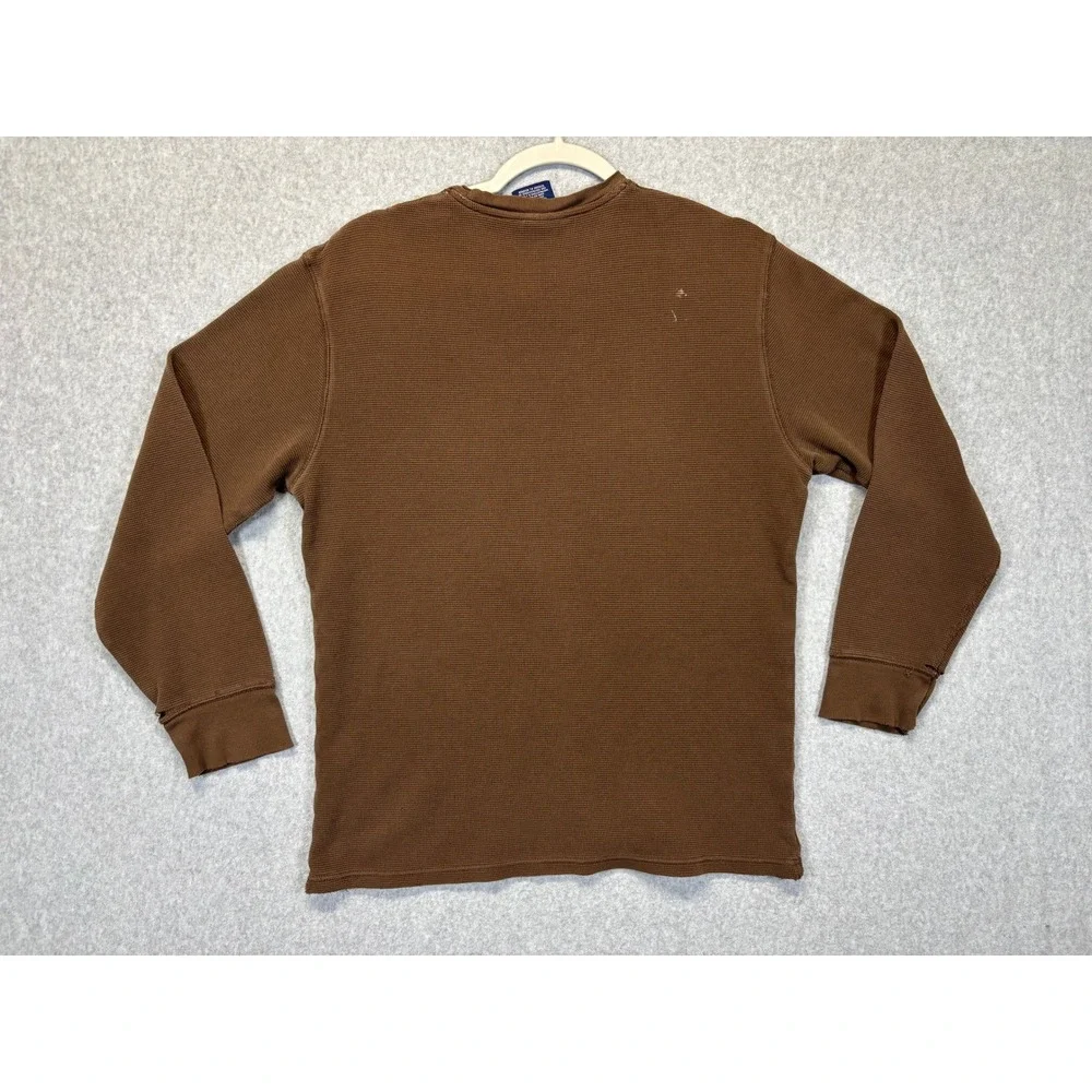 Polo‎ Ralph Lauren Mens Brown Sleepwear Long Sleeve Shirt Size Large Distressed